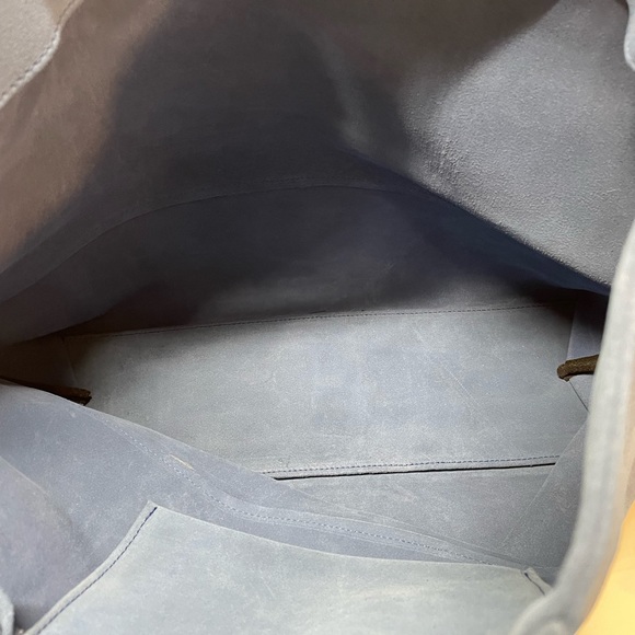 SALE!! Fabulous Lapis blue sturdy suede tote from Marrakech - Picture 8 of 10